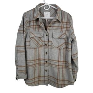 Object Vera Owen Long Sleeve Wool Blend Shacket, Gray/Multi, Size 40 (US 8)